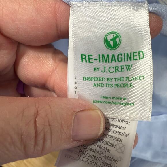 J Crew Dress Womens 6 Sky Blue White Cotton Puff Sleeve Daisy Chain Flounce Hem - Picture 8 of 14